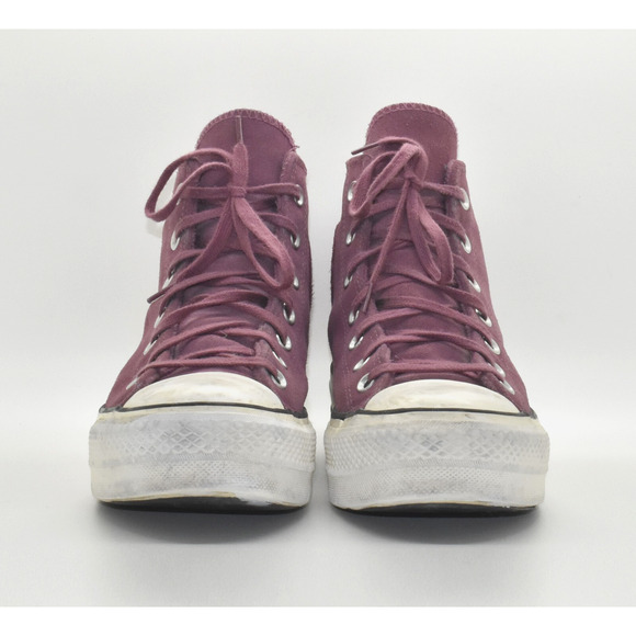 A8 Auth CONVERSE CHUCK TAYLOR Shadowberry Suede Platform Sneaker Shoes Size 8.5 - Picture 4 of 7